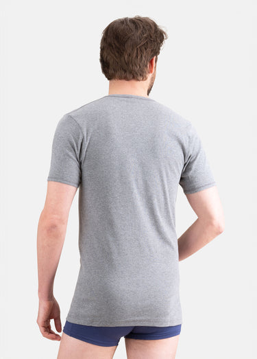 T-shirt à col invisible Gris Chine