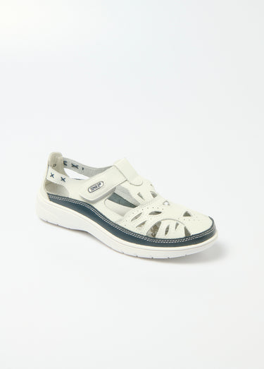 Sandales confortables en cuir avec bride Blanc/Marine