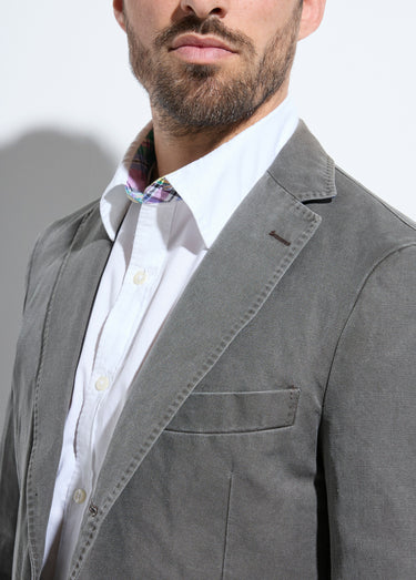 Veste col tailleur en coton, style casual Gris