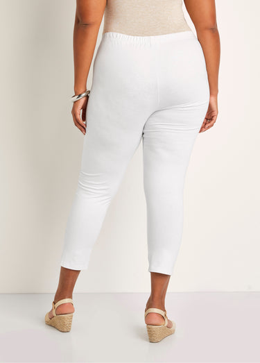 Legging court uni ceinture élastiquée Blanc