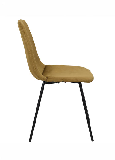 Set 4 Chaises velours cotelé, pieds métal Jaune Moutarde