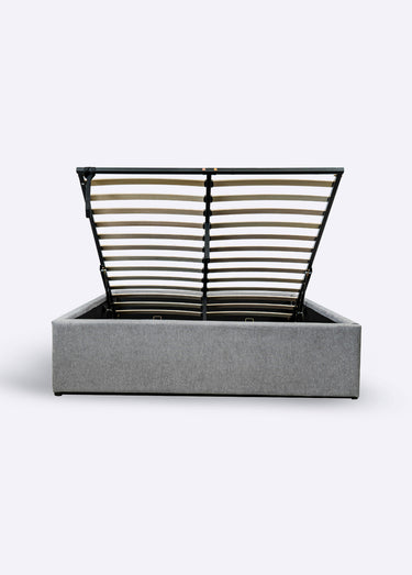 ALBA Lit coffre en tissu avec sommier Gris