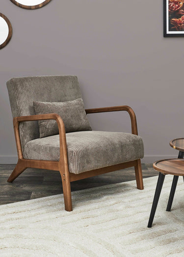 Fauteuil lounge en velours cotelé 2T Taupe