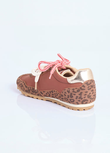Sneakers léopard / doré lacets fantaisie Leopard