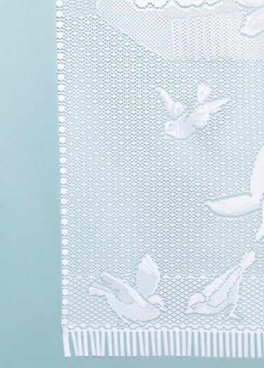 Paire de vitrages droits dentelle chats Blanc