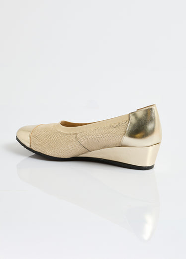Ballerines compensées cuir largeur confort bi-matière Dore