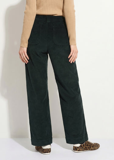 Pantalon large en velours avec poches Vert Sapin