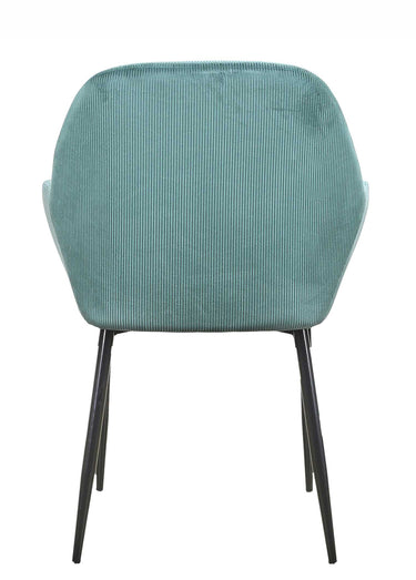 Set 2 Fauteuils velours cotelé, pieds métal Bleu Canard