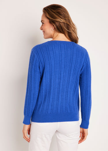 Pull ajouré doux col rond Bleu