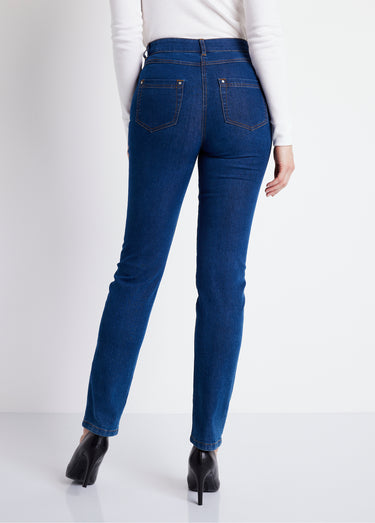 Jean 5 poches ceinture extensible coton stretch Bleu