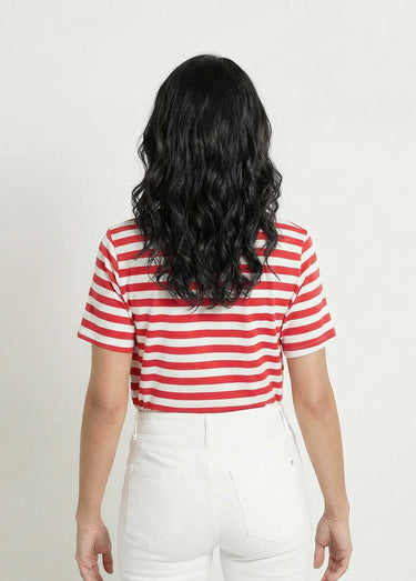 T-shirt marinière en coton stretch Rouge/Blanc
