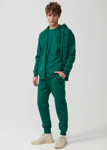 Sweat shirt zippé à capuche, kangourou Vert Sapin