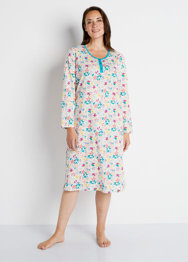 Chemise de nuit mi-longue manches longues Imprime Canard