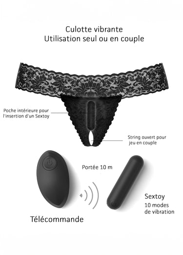 String dentelle fendu SECRET PANTY Noir