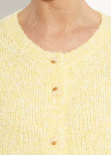 Gilet col rond en maille avec laine Jaune