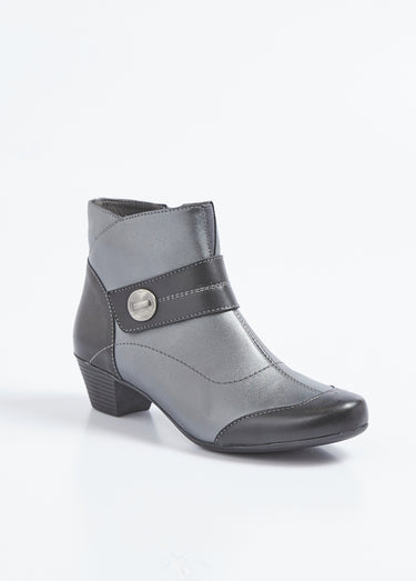 Boots zippées cuir talon décroché Gris