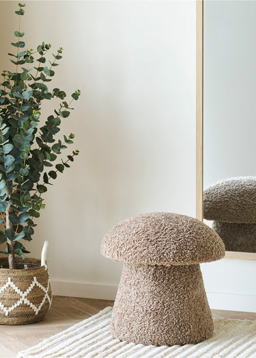 Pouf maille bouclette forme champignon Marron