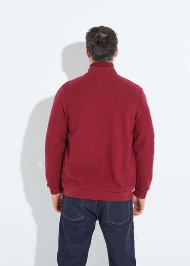 Gilet zippé doux en maille, col montant Bordeaux