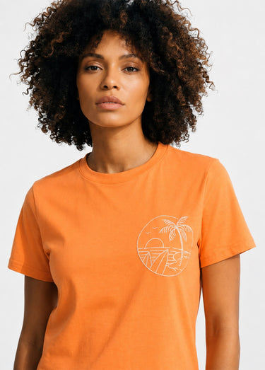 T-shirt manches courtes broderie sunset Orange