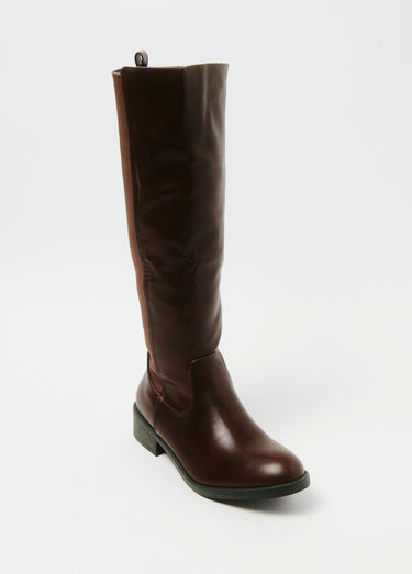 Bottes élastiquées plates à bout relevé Marron