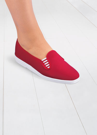 Mocassins toile largeur confort Rouge