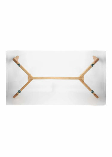 Table basse rectangle, plateau en verre Transparent / Marron