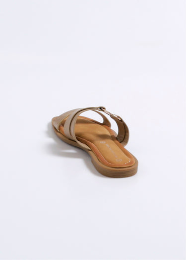 Mule plates brides détails métallisés Taupe
