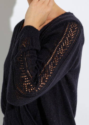 Pull doux cache-coeur avec alpaga et mohair Noir
