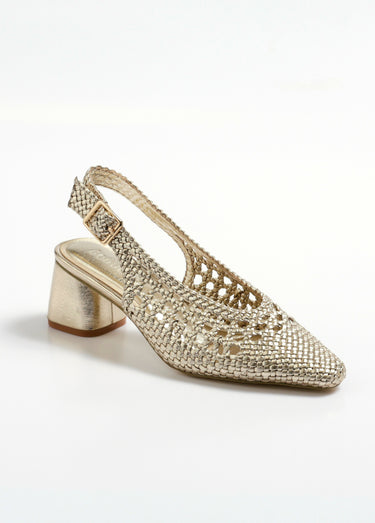 Escarpins tressés pointus talon ouvert Dore