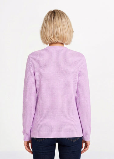 Gilet long boutonné brillant manches longues Lilas