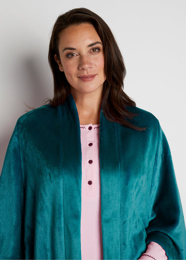 Poncho bord à bord en maille peluche Bleu Canard