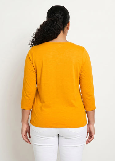 T-shirt coton et dentelle manches 3/4 Safran