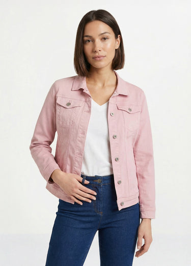 Veste en jean coupe droite stretch Rose