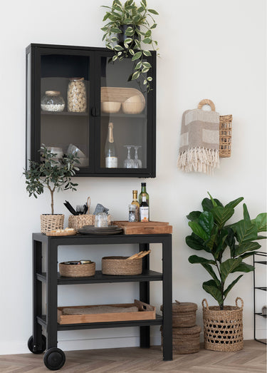 Etagère portes vitrées métal foncé à fixer Noir