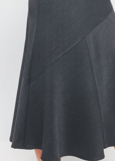 Jupe longue évasée tissu extensible Gris
