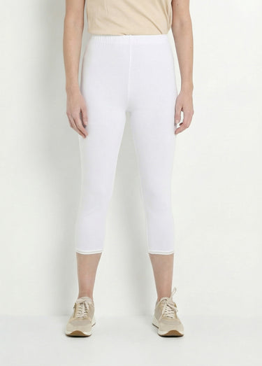 Legging court galon ajouré coton stretch Blanc