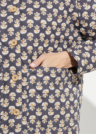 Veste boutonnée matelassée imprimée Gris