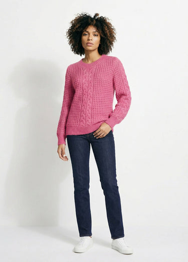 Pull chaud col rond maille moelleuse fantaisie Framboise