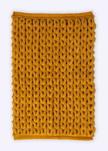 Tapis de salle de bain, maille épaisse Jaune