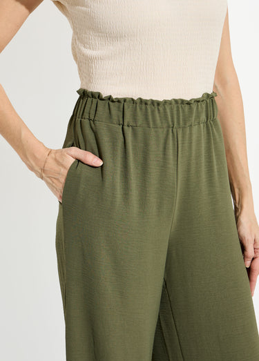 Pantalon large fluide en crêpe Kaki