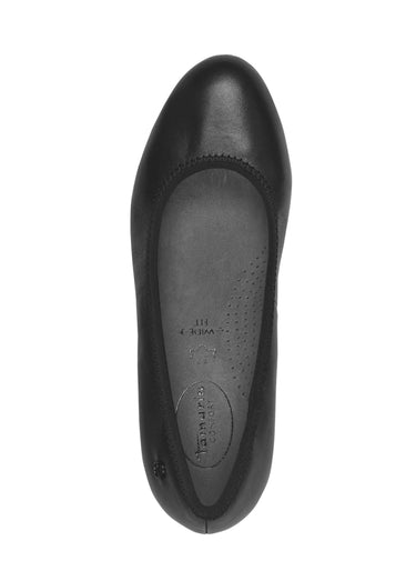 Escarpins cuir bout rond contour élastiqué Noir