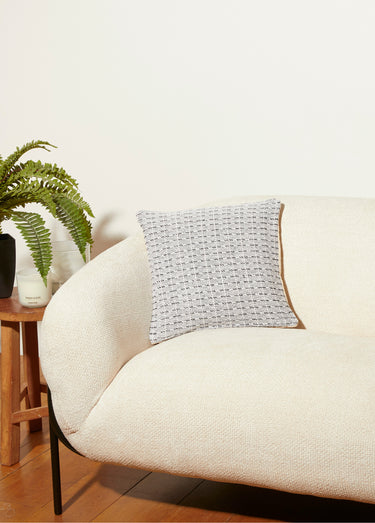 Housse coussin tissée 40x40cm, rectangles Gris