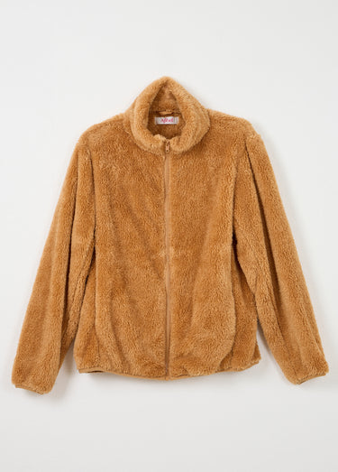 Veste fausse fourrure col montant manches longues Chamois