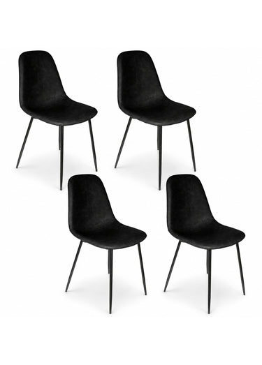 Set 4 Chaises assise coque en simili cuir Noir