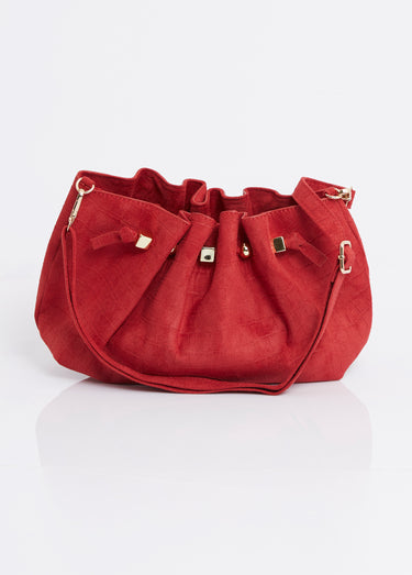 Sac à main suédine effet croco Rouge