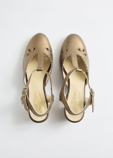 Sandales salomé cuir talon haut largeur confort Bronze