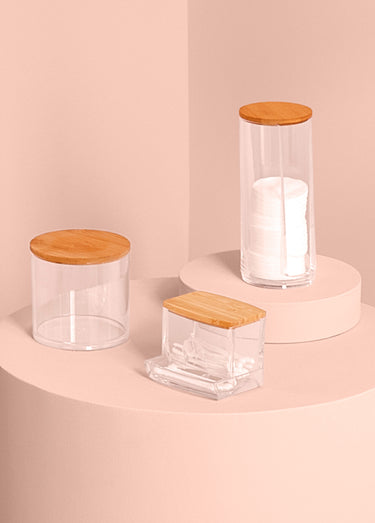 Distributeur bambou de disques coton Transparent / Bambou