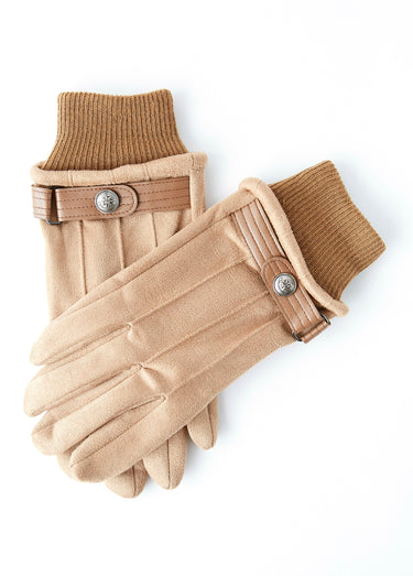 Gants en suédine patte poignet Marron