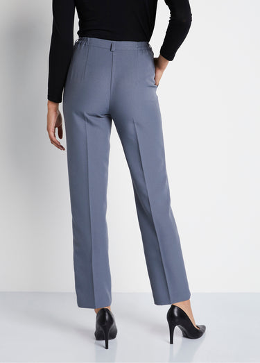 Pantalon droit taille semi-élastiquée tissu infroissable Gris