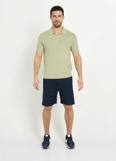 Pull fin col polo, en maille texturée Vert